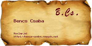 Bencs Csaba névjegykártya